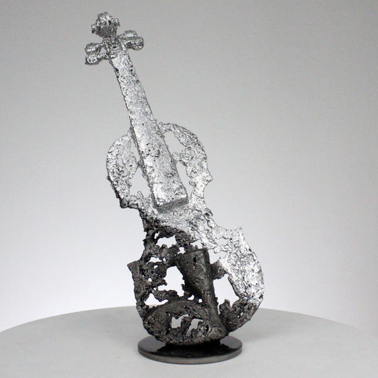 violín solo IV - Metal escultura - acero cromado violín Metal Figurative