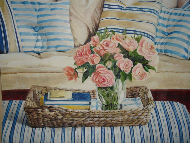 ROSAS Y BANDEJA Oil Canvas Still Life Paintings