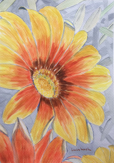 Margarita amarilla al sol Watercolour Paper Floral Painting