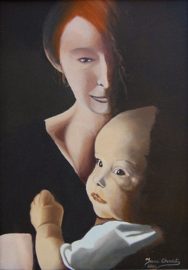 maternidad Oil Canvas Figure Painting