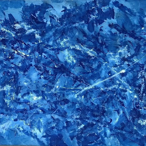 Pájaro azul Gouache Lienzo Otros