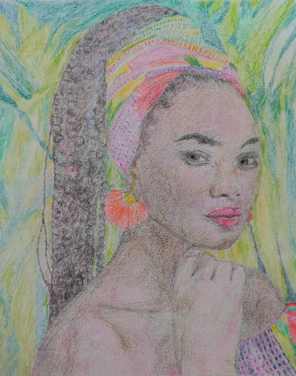 Belleza africana Pencil (coloured) Paper Figure Painting