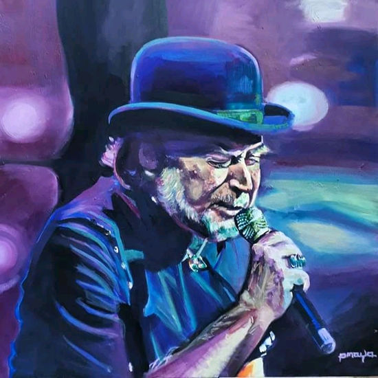 Joaquín Sabina en concierto Oil Canvas Portrait