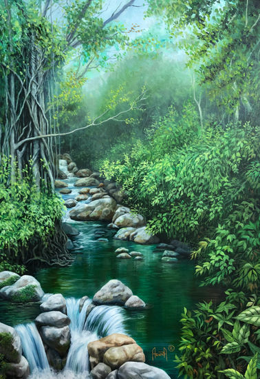 Rio mistico Oil Canvas Landscaping