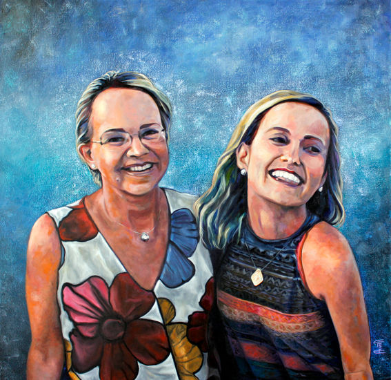 Andrea y Sharon Óleo Lienzo Retrato