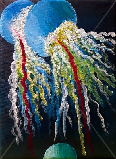 Jellyfish Acrylic Canvas Marine Painting