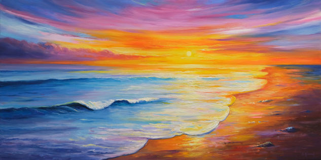 Sunset Seascape II Oil Canvas Marine Painting