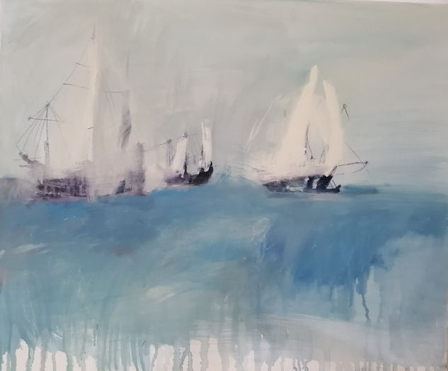 Velas al viento Acrylic Canvas Marine Painting