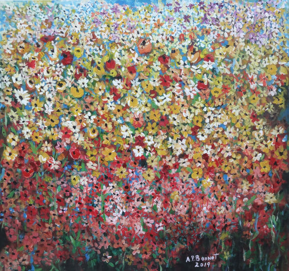 Flores de primavera II Acrylic Canvas Floral Painting