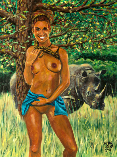 Vienna, la indiscutible reina de África Acrylic Panel Nude Paintings