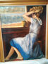Dama de azul y ventana