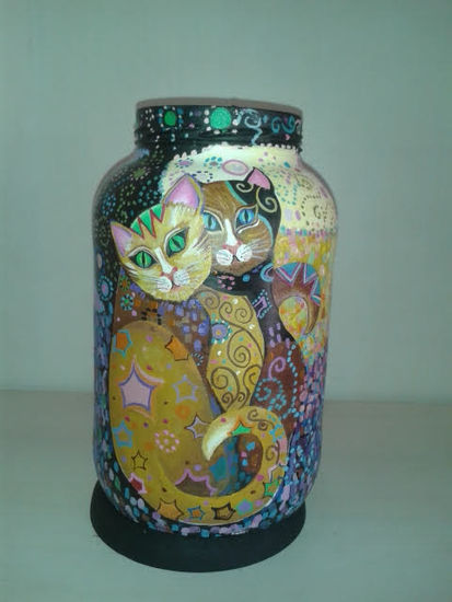 Jarrone gatos amorosis Oil Glass Animals