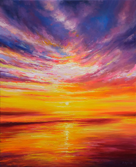 Sunset Colors IV Oil Canvas Marine Painting