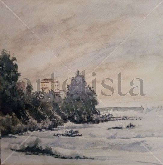 Playa de Lastres1 Watercolour Paper Marine Painting