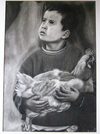 Niño con gallina 