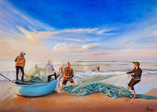 Fishermen Óleo Lienzo Figura