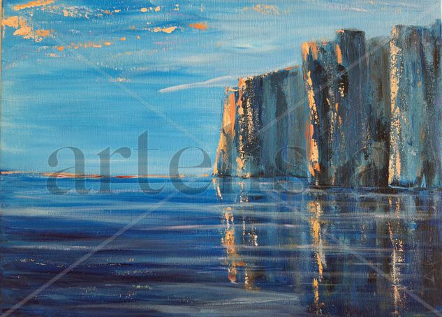 Acantilado al atardecer Acrylic Canvas Marine Painting