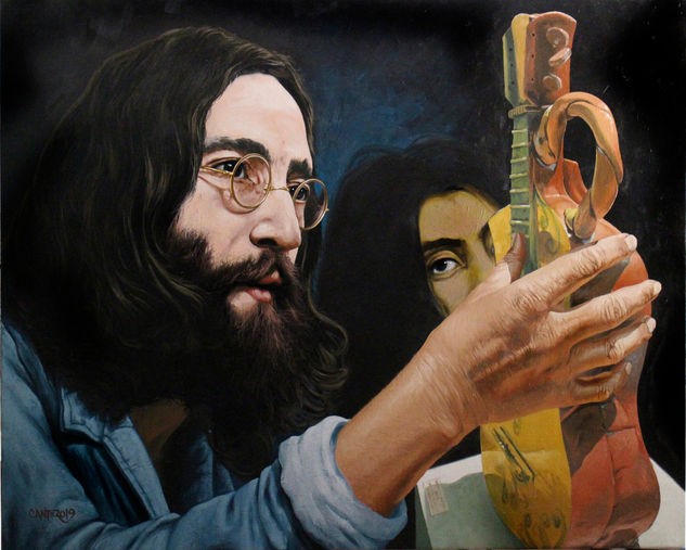 JOHN WINSTON GUITAR Oil Canvas Portrait