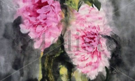 Acuarela -tinta china. Floral