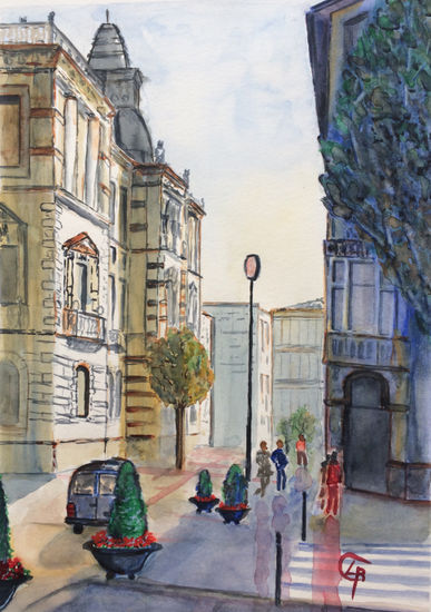 Bilbao, centro Watercolour Paper Landscaping