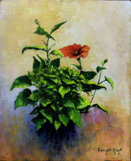 La flor roja Oil Canvas Floral Painting