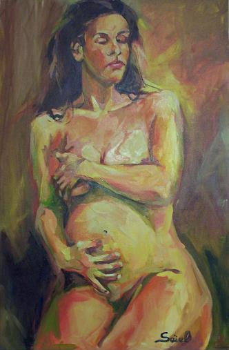 embarazada Oil Canvas Figure Painting