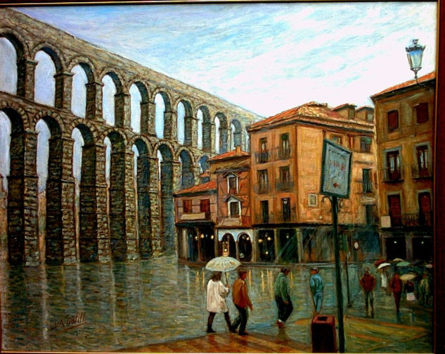 "Acueducto de segovia" Óleo Lienzo Paisaje