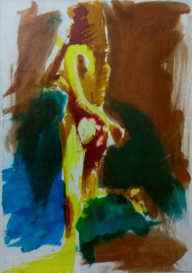 Mujer de espaldas Watercolour Paper Nude Paintings