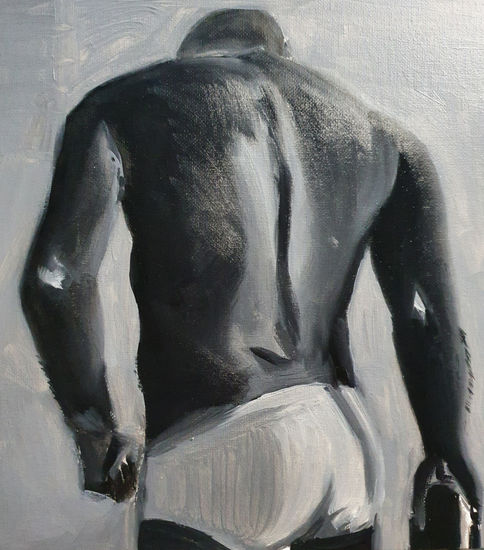 Hombre de espaldas Oil Panel Figure Painting