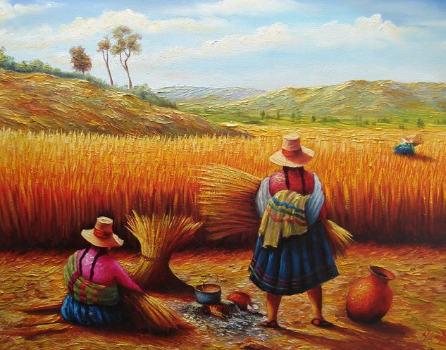 cosecha de trigo Oil Canvas Landscaping