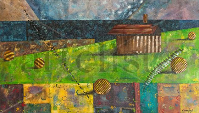 Casa con balas de paja Oil Canvas Landscaping