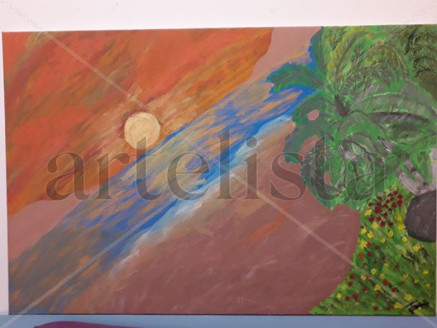 Atardecer en Cuba Others Canvas Landscaping