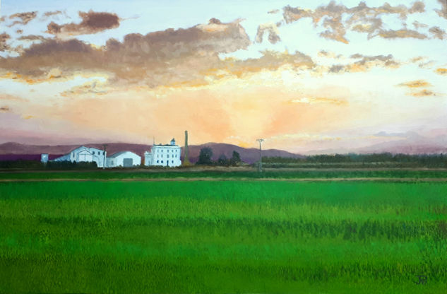 ATARDECER EN LOS ARROZALES Oil Panel Landscaping