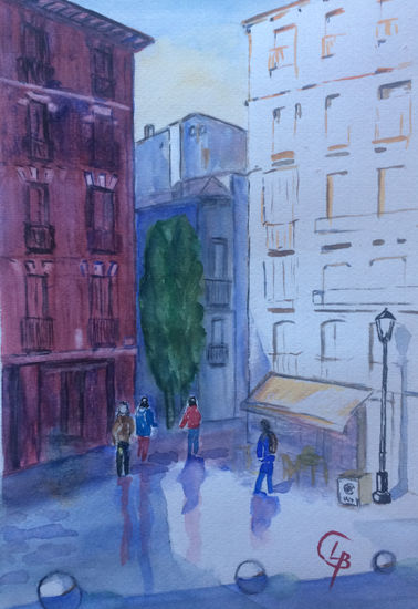 Plaza de Santa Cruz, Madrid. Watercolour Paper Landscaping