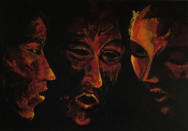 Tres personajes Oil Canvas Figure Painting