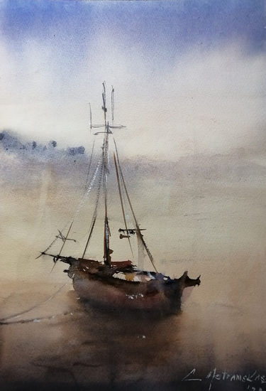 LA CALMA Watercolour Paper Marine Painting