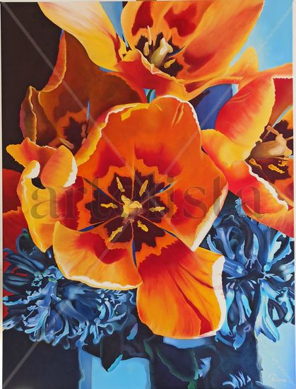 TULIPANES Oil Canvas Floral Painting