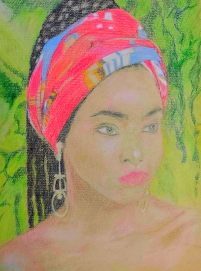 Belleza Africana 2 Pencil (coloured) Paper Figure Painting