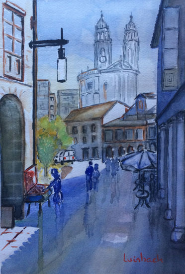 Pontevedra, centro Watercolour Paper Landscaping