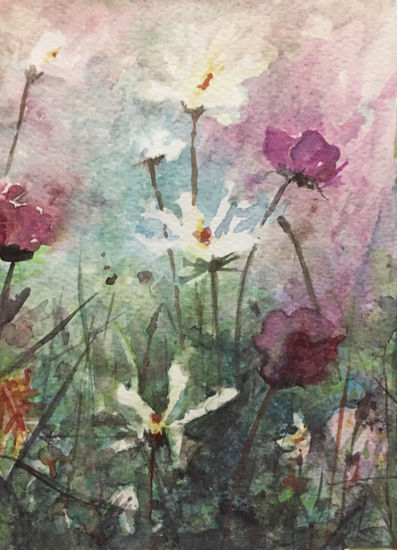 FLORES DE JARDÍN Watercolour Paper Floral Painting