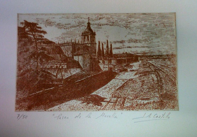 "Paseo de la muralla ,Ciudad Rodrigo" Etching Process