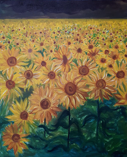 Campo de girasoles Oil Canvas Landscaping