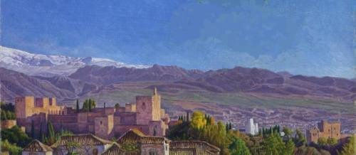 La Alhambra desde el mirador de S. Cristróbal Óleo Tabla Paisaje