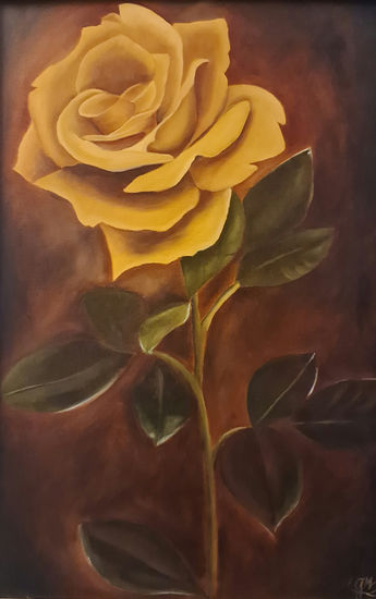 Rosa en Sepia Oil Canvas Floral Painting