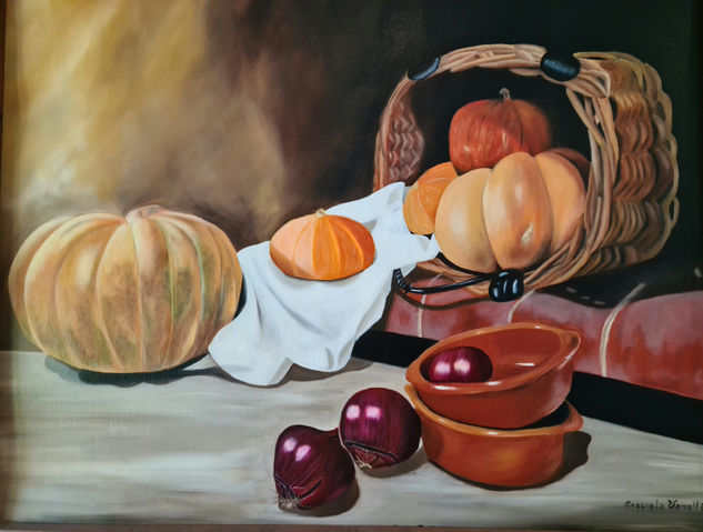 Concierto de Zapallos y Cebollas Oil Canvas Still Life Paintings