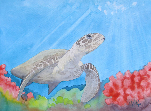 tortuga marina 2 Watercolour Paper Animals