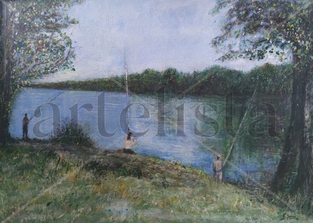 Pesca en el río Arges II Acrylic Others Landscaping