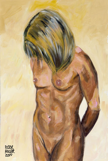 Natacha desnuda y pensativa Acrylic Panel Nude Paintings