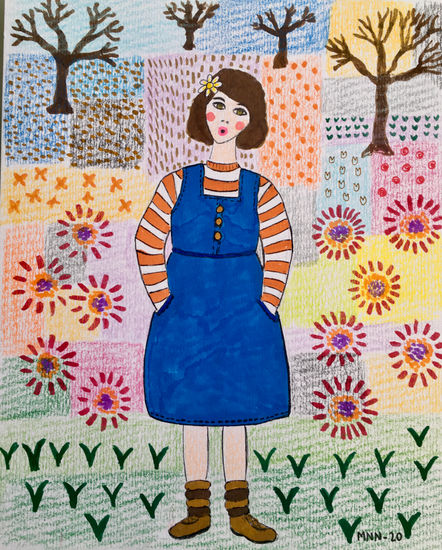 Niña campestre Mixed Media