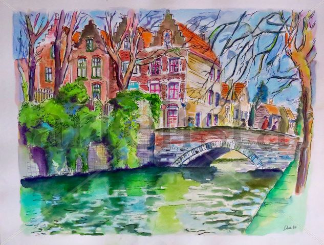 Canal en Brujas Watercolour Paper Landscaping